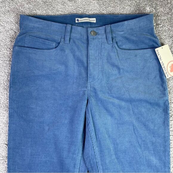 Southern Proper Pants Men’s 30X30.5 Blue Slim Straight Micro Corduroy Preppy - Picture 2 of 12